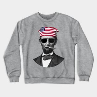 Smokin' Hot Independence: Cool Abe Lincoln With Sunglasses and a Lit Cigarette Crewneck Sweatshirt